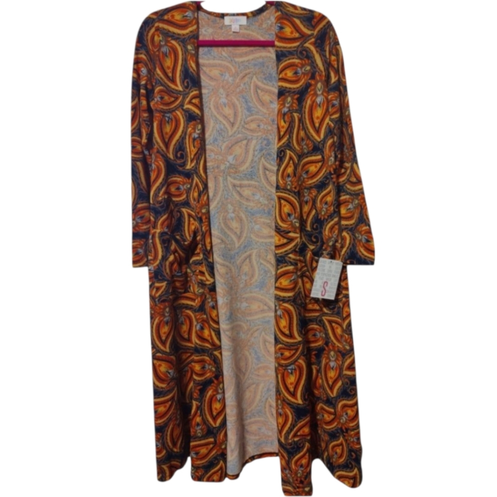 Orange Paisley Long Cardigan